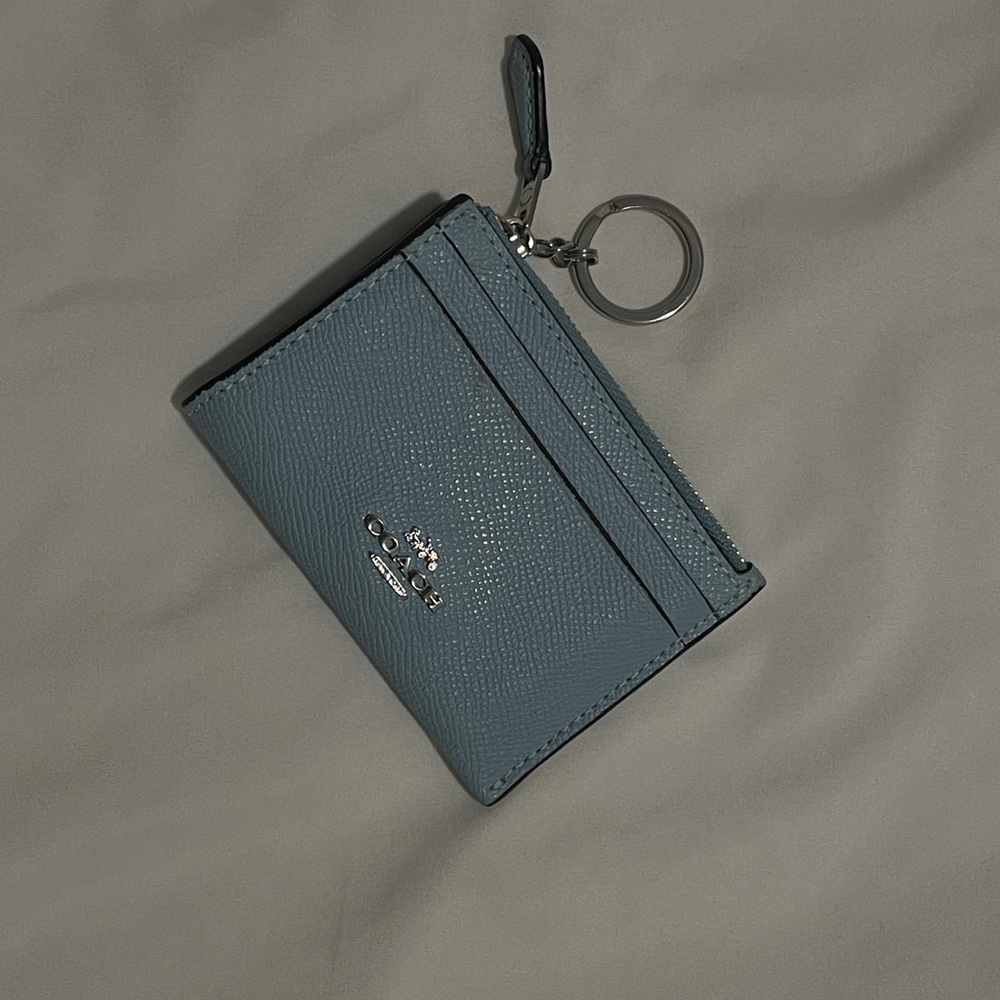 Coach Blue Leather Keychain Wallet